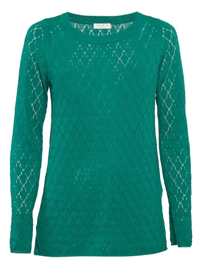 Pre-owned Sandro Lace-detailing Top In Green