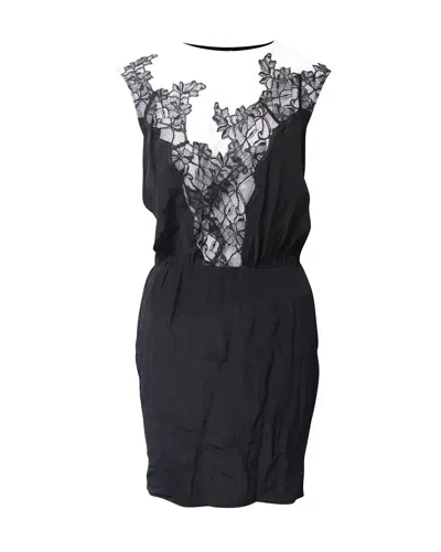 Sandro Lace Dress In Black Silk