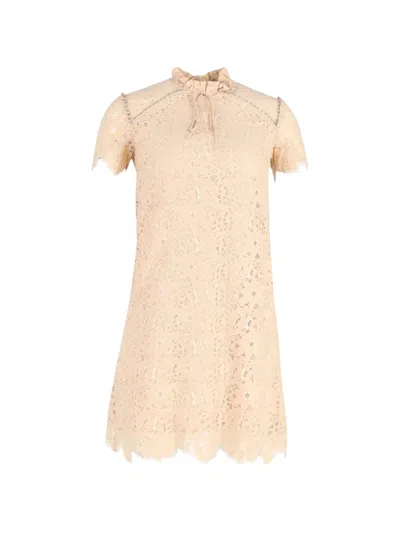 Pre-owned Sandro Lace Embellished Mini Dress In Pink