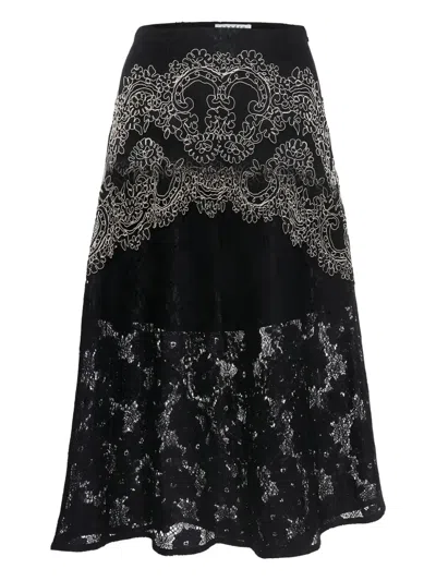 Pre-owned Sandro Lace Embroidered Midi Skirt