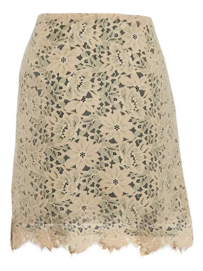 Pre-owned Sandro Lace Floral Skirt In Beige