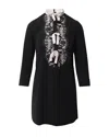 Sandro Lace Inset Bow Collar Dress In Black Polyester In Black