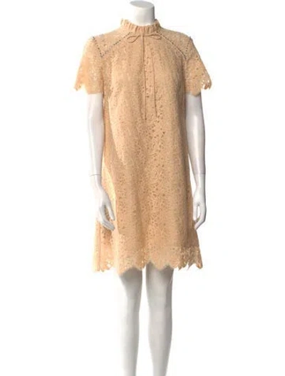 Pre-owned Sandro Lace Knee-length Dress In Neutral