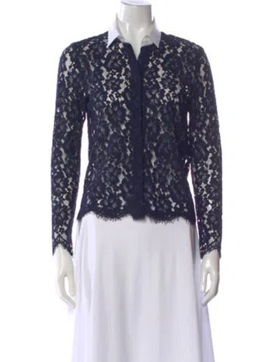Pre-owned Sandro Lace Lace Pattern Blouse In Blue
