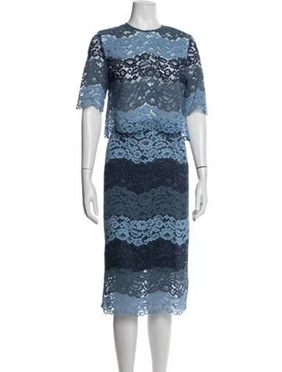 Pre-owned Sandro Lace Lace Pattern Skirt Set In Blue