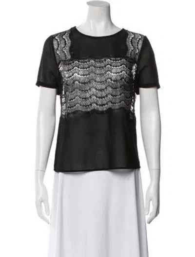 Pre-owned Sandro Lace Lace Pattern Top In Black