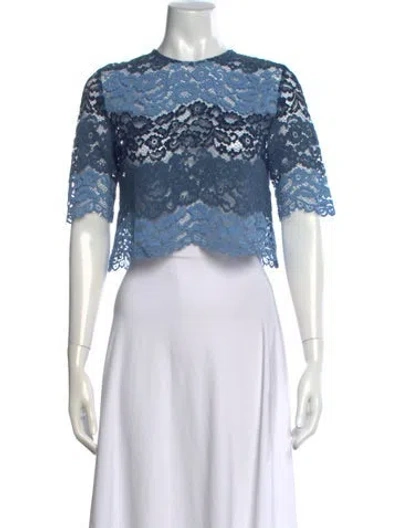 Pre-owned Sandro Lace Lace Pattern Top In Blue