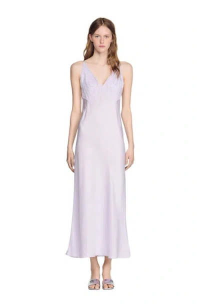 Sandro Lace Maxi Dress In Purple