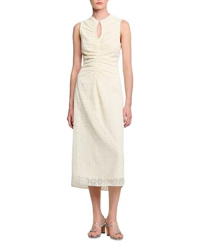 Sandro Lace Midi Dress In Neutral