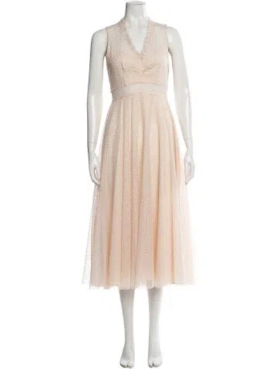 Pre-owned Sandro Lace Midi Length Dress In Pink