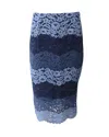 Sandro Lace Midi Skirt In Blue Polyamide In Blue