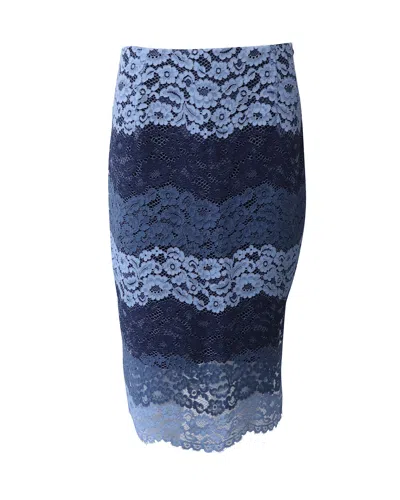 Sandro Lace Midi Skirt In Blue Polyamide