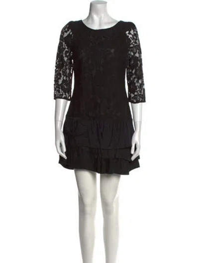 Pre-owned Sandro Lace Mini Dress In Black