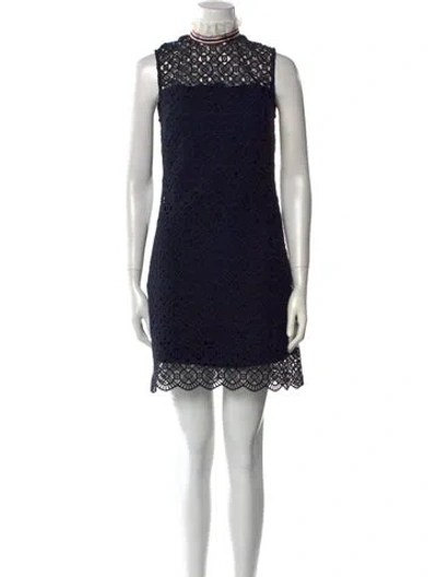 Pre-owned Sandro Lace Mini Dress In Blue