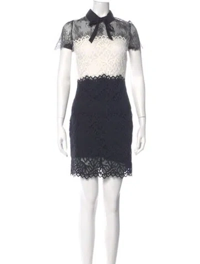 Pre-owned Sandro Lace Mini Dress In Blue