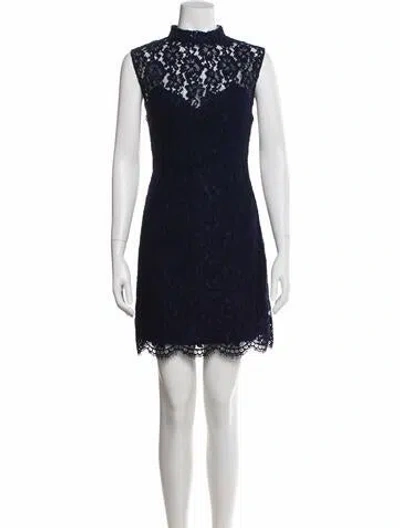 Pre-owned Sandro Lace Mini Dress In Blue