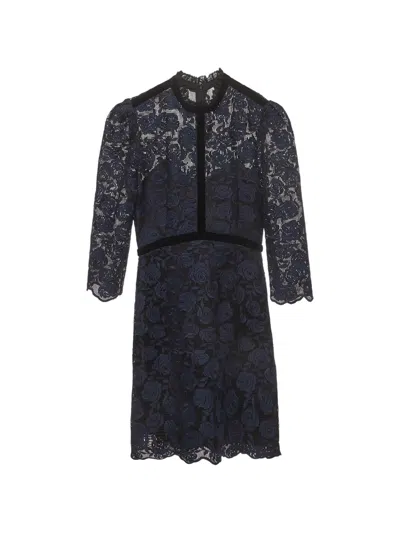 Pre-owned Sandro Lace Mini Dress In Blue