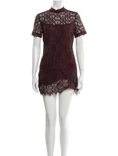 Pre-owned Sandro Lace Mini Dress In Burgundy