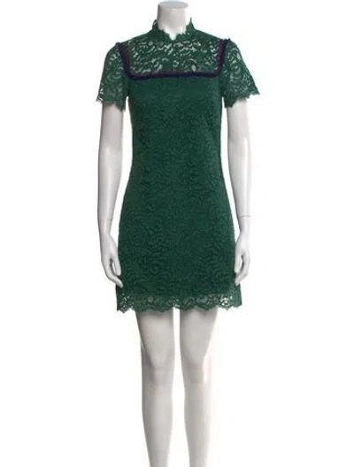 Pre-owned Sandro Lace Mini Dress In Green