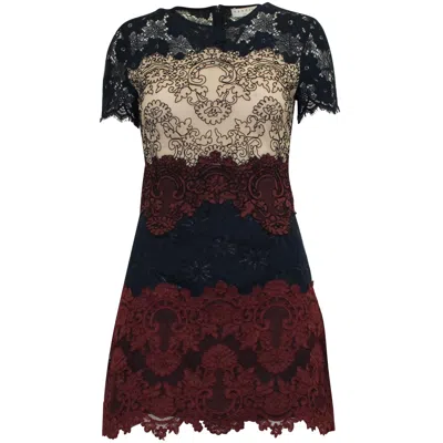Sandro Lace Mini Dress In Multicolor Polyamide