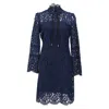 Sandro Lace Mini Dress In Navy Blue Acrylic In Blue