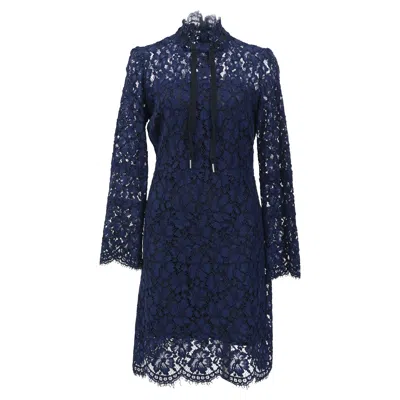Sandro Lace Mini Dress In Navy Blue Acrylic