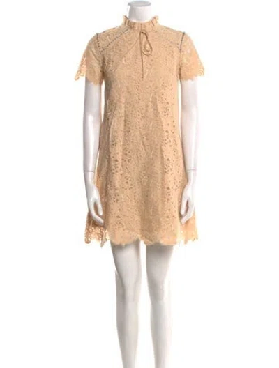 Pre-owned Sandro Lace Mini Dress In Neutral