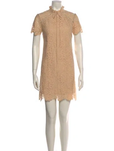 Pre-owned Sandro Lace Mini Dress In Neutral