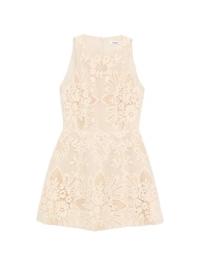 Sandro Lace Mini Dress In Neutral