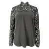 Sandro Lace Mock Neck Top In Black Silk In Black
