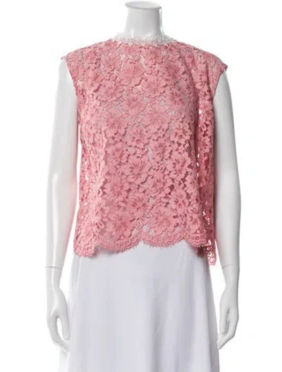 Pre-owned Sandro Lace Pattern Crew Neck Blouse In Pink