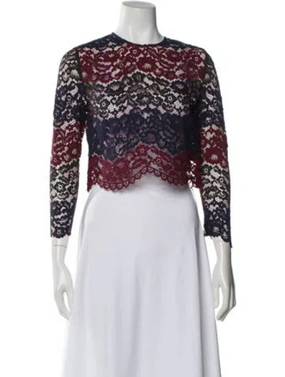 Pre-owned Sandro Lace Pattern Crew Neck Crop Top In White