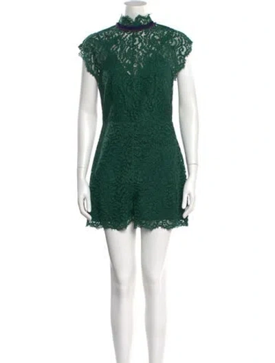 Pre-owned Sandro Lace Pattern Crew Neck Romper In Green