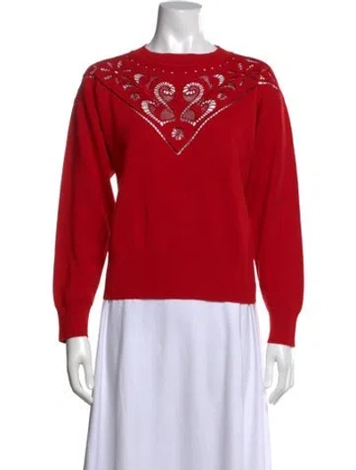 Pre-owned Sandro Lace Pattern Crew Neck Sweater In Red
