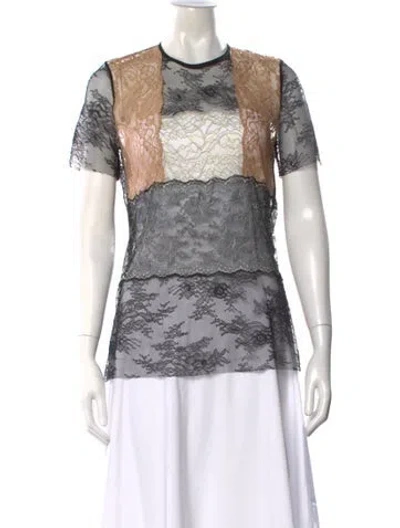 Pre-owned Sandro Lace Pattern Crew Neck Top