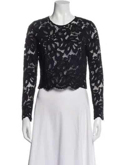 Pre-owned Sandro Lace Pattern Crew Neck Top In Blue