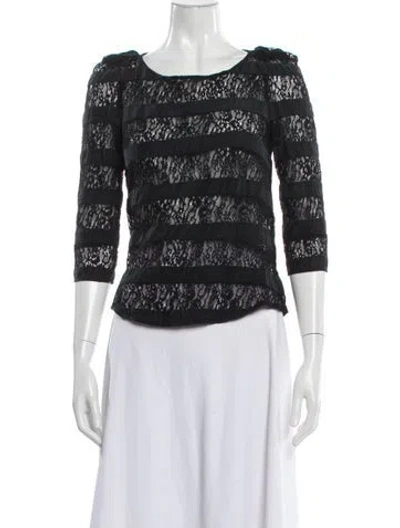 Pre-owned Sandro Lace Pattern Crew Neck Top In Gray