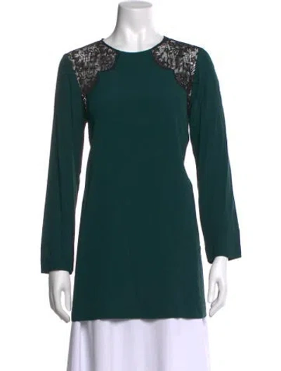 Pre-owned Sandro Lace Pattern Crew Neck Top In Green