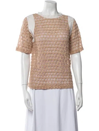 Pre-owned Sandro Lace Pattern Crew Neck Top In Multi