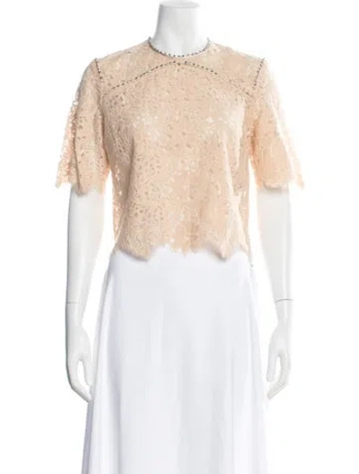Pre-owned Sandro Lace Pattern Crew Neck Top In Neutral