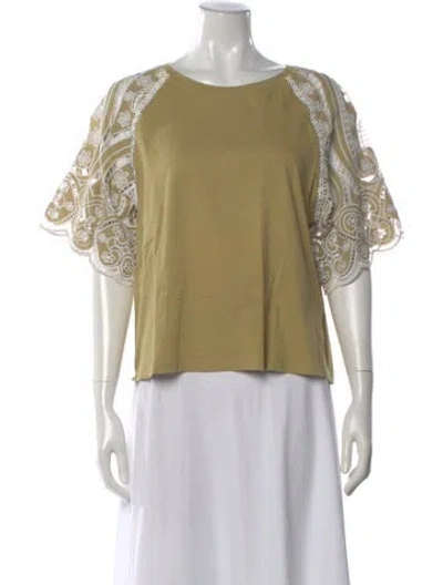 Pre-owned Sandro Lace Pattern Crew Neck Top In Neutral