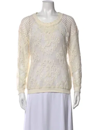 Pre-owned Sandro Lace Pattern Crew Neck Top In Neutral