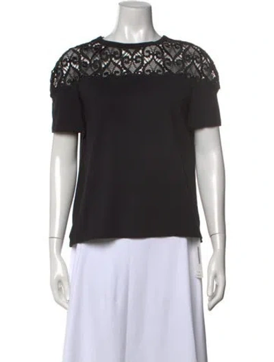 Pre-owned Sandro Lace Pattern Crew Neck T-shirt In Black