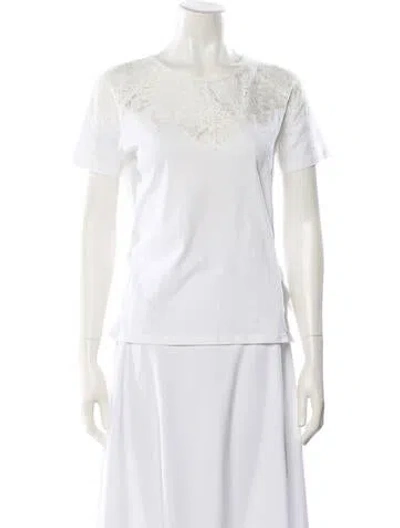 Pre-owned Sandro Lace Pattern Crew Neck T-shirt In White