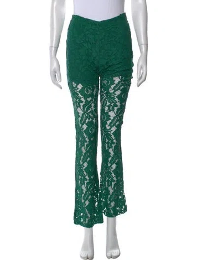 Pre-owned Sandro Lace Pattern Flared Pants In Green
