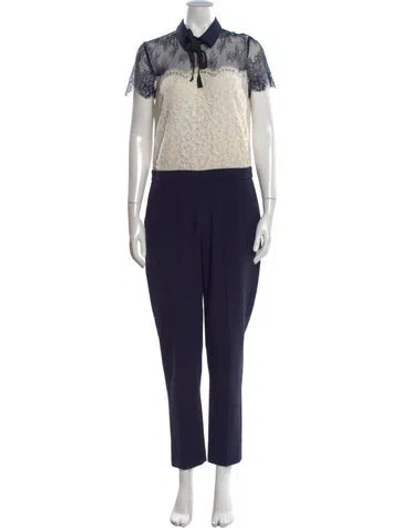 Pre-owned Sandro Lace Pattern Jumpsuit In Blue
