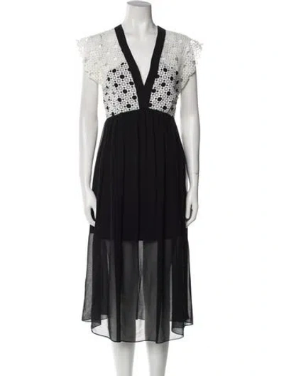 Pre-owned Sandro Lace Pattern Knee-length Dress In Black