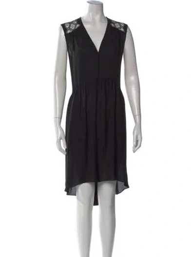 Pre-owned Sandro Lace Pattern Knee-length Dress In Black
