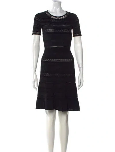 Pre-owned Sandro Lace Pattern Knee-length Dress In Black