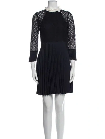 Pre-owned Sandro Lace Pattern Knee-length Dress In Blue